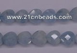 CAQ155 15.5 inches 10*10mm faceted heart natural aquamarine beads