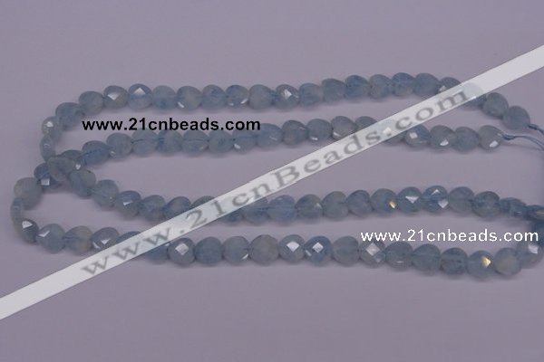 CAQ155 15.5 inches 10*10mm faceted heart natural aquamarine beads