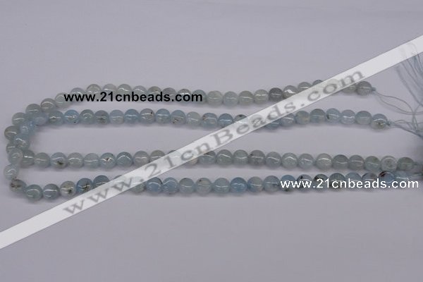 CAQ156 15.5 inches 8mm flat round natural aquamarine beads