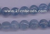 CAQ157 15.5 inches 10mm flat round natural aquamarine beads