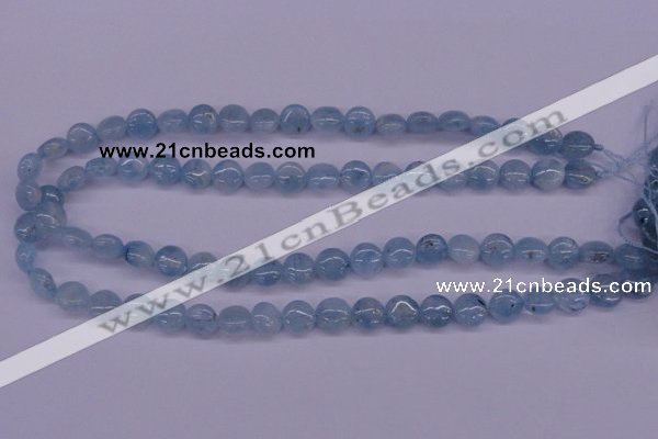 CAQ157 15.5 inches 10mm flat round natural aquamarine beads