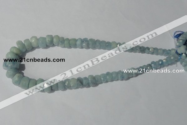 CAQ208 15.5 inches multi-size faceted rondelle natural aquamarine beads