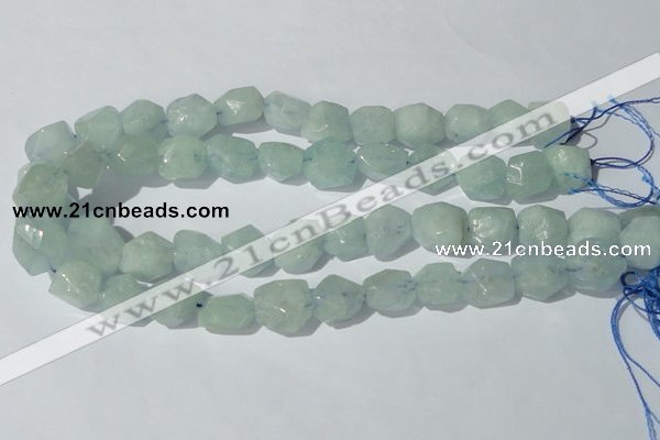 CAQ210 15.5 inches 14*16mm faceted nugget natural aquamarine beads