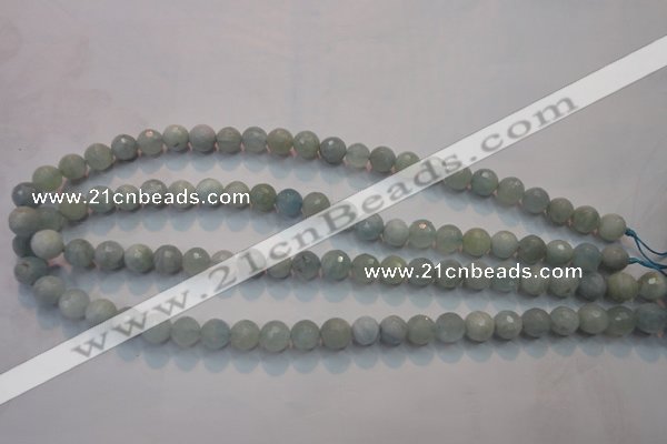 CAQ223 15 inches 8mm faceted round aquamarine beads wholesale