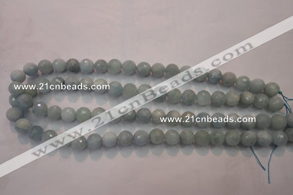 CAQ224 15 inches 10mm faceted round aquamarine beads wholesale