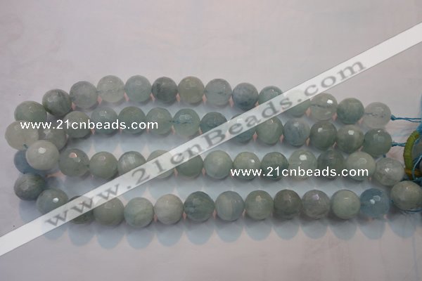 CAQ226 15 inches 14mm faceted round aquamarine beads wholesale