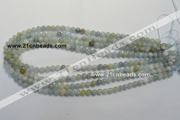 CAQ251 15.5 inches 6mm round aquamarine beads wholesale