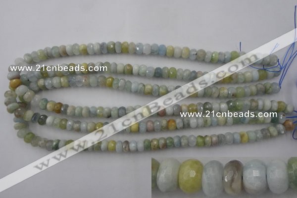 CAQ355 15.5 inches 5*8mm faceted rondelle natural aquamarine beads