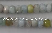 CAQ356 15.5 inches 7*11mm faceted rondelle natural aquamarine beads
