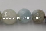 CAQ360 15.5 inches 7mm - 18mm faceted round natural aquamarine beads