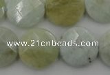 CAQ371 15.5 inches 20mm faceted coin natural aquamarine beads