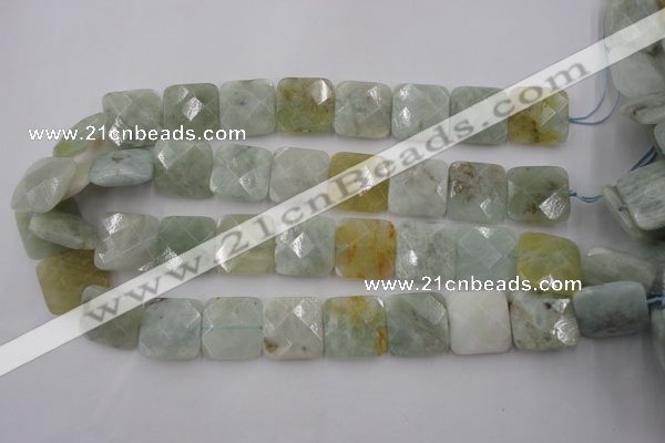 CAQ398 15.5 inches 20*20mm faceted square natural aquamarine beads