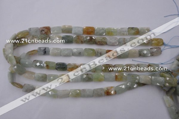 CAQ402 15.5 inches 10*14mm faceted rectangle natural aquamarine beads