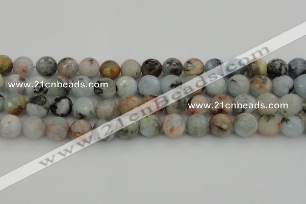 CAQ425 15.5 inches 16mm faceted round natural aquamarine beads