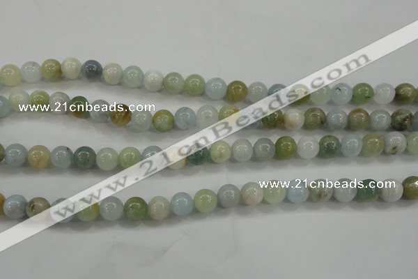 CAQ453 15.5 inches 8mm round aquamarine beads wholesale