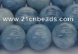 CAQ532 15.5 inches 14mm round AA+ grade natural aquamarine beads