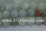 CAQ552 15.5 inches 6mm faceted round natural aquamarine beads