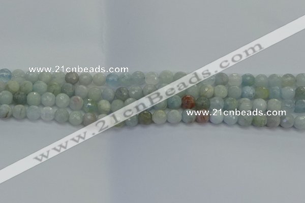 CAQ552 15.5 inches 6mm faceted round natural aquamarine beads