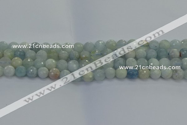 CAQ553 15.5 inches 8mm faceted round natural aquamarine beads