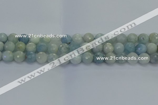 CAQ554 15.5 inches 10mm faceted round natural aquamarine beads