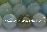 CAQ555 15.5 inches 12mm faceted round natural aquamarine beads