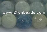 CAQ556 15.5 inches 14mm faceted round natural aquamarine beads