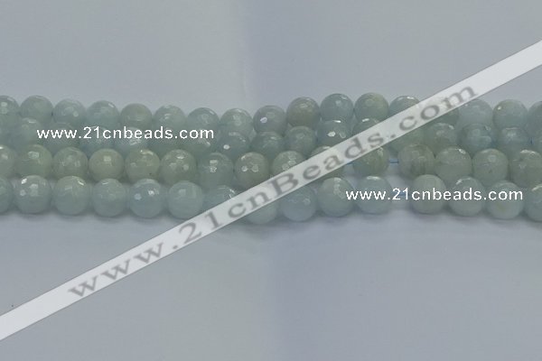 CAQ562 15.5 inches 10mm faceted round natural aquamarine beads