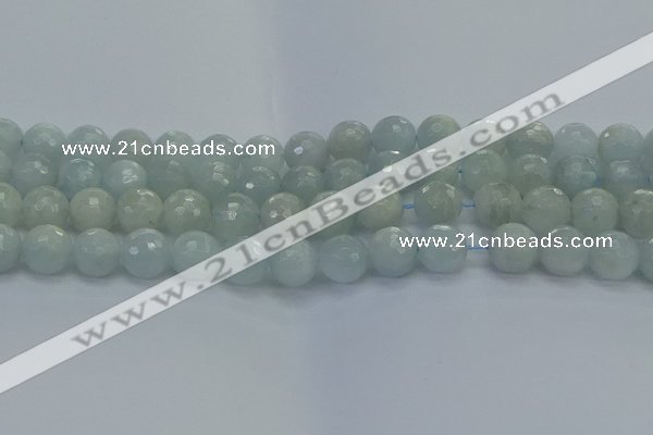 CAQ563 15.5 inches 12mm faceted round natural aquamarine beads