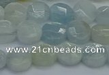 CAQ568 15.5 inches 7mm faceted coin natural aquamarine beads