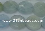 CAQ570 15.5 inches 11mm faceted coin natural aquamarine beads