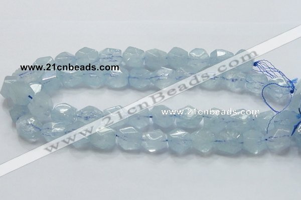 CAQ59 15.5 inches 16*20mm faceted nugget natural aquamarine beads