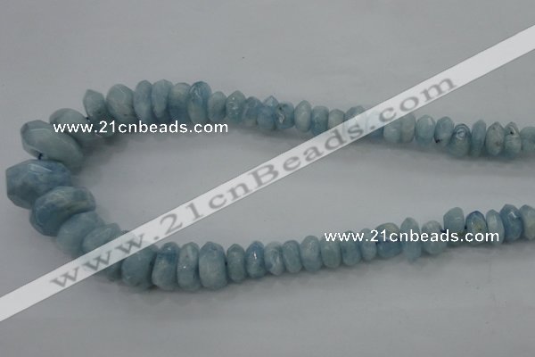 CAQ61 5*8mm – 10*16mm faceted nuggets natural aquamarine beads