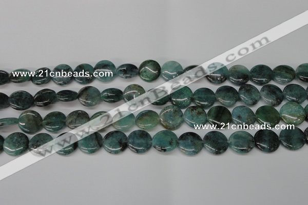 CAQ620 15.5 inches 14mm flat round aquamarine gemstone beads