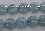 CAQ68 15.5 inches 12*12mm flat round natural aquamarine beads wholesale