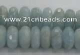 CAQ72 15.5 inches 6*11mm faceted rondelle AB grade aquamarine beads