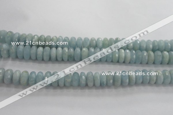 CAQ73 15.5 inches 6*13mm faceted rondelle AB grade aquamarine beads