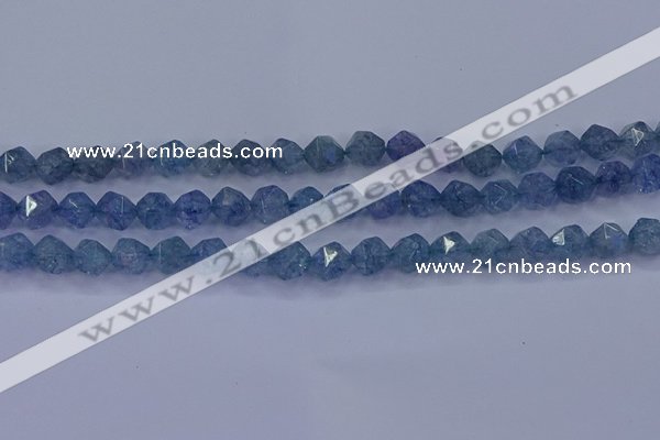 CAQ773 15.5 inches 10mm faceted nuggets imitation aquamarine beads