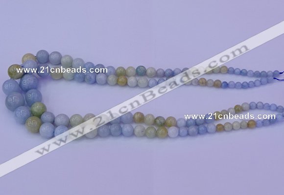 CAQ789 15.5 inches 5mm - 15mm round natural aquamarine beads