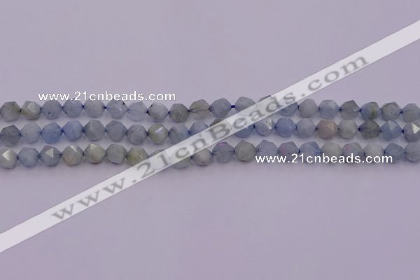 CAQ790 15.5 inches 6mm faceted nuggets aquamarine gemstone beads