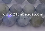 CAQ793 15.5 inches 12mm faceted nuggets aquamarine gemstone beads