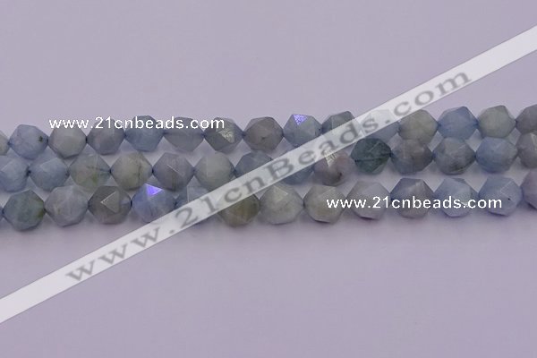 CAQ793 15.5 inches 12mm faceted nuggets aquamarine gemstone beads