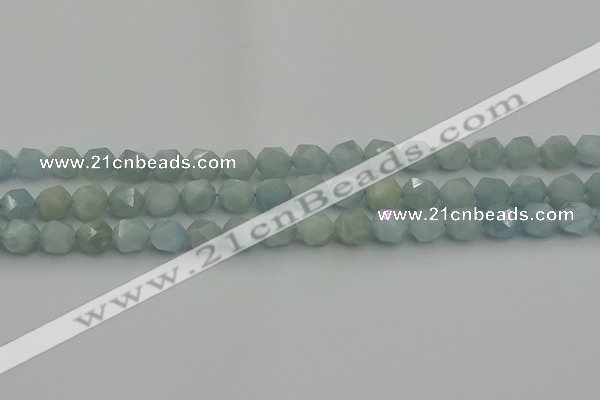 CAQ797 15.5 inches 8mm faceted nuggets aquamarine gemstone beads