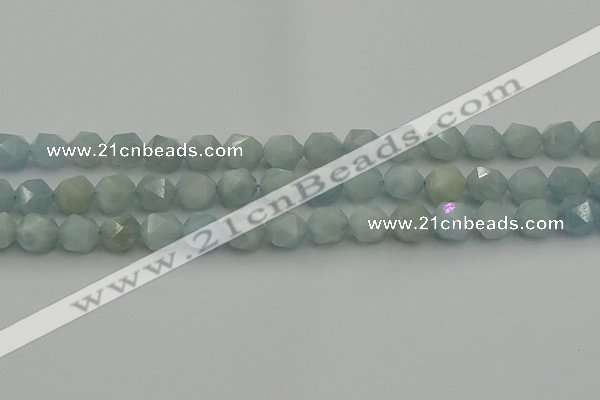 CAQ798 15.5 inches 10mm faceted nuggets aquamarine gemstone beads