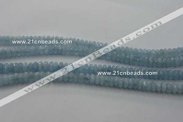 CAQ80 15.5 inches 3*7mm faceted rondelle AA grade aquamarine beads