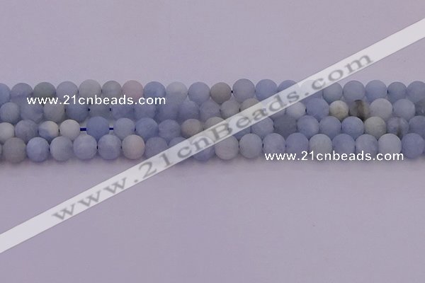 CAQ811 15.5 inches 6mm round matte aquamarine beads wholesale