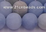 CAQ814 15.5 inches 12mm round matte aquamarine beads wholesale