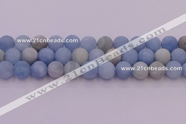 CAQ814 15.5 inches 12mm round matte aquamarine beads wholesale