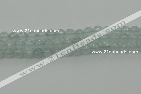 CAQ821 15.5 inches 8mm faceted round aquamarine beads wholesale