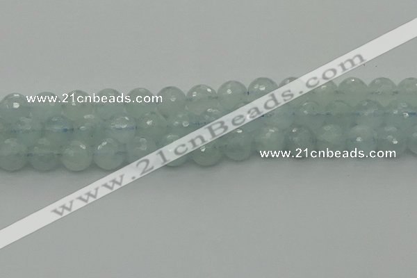 CAQ822 15.5 inches 10mm faceted round aquamarine beads wholesale