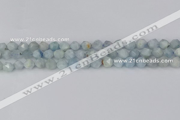 CAQ832 15.5 inches 8mm faceted nuggets aquamarine beads